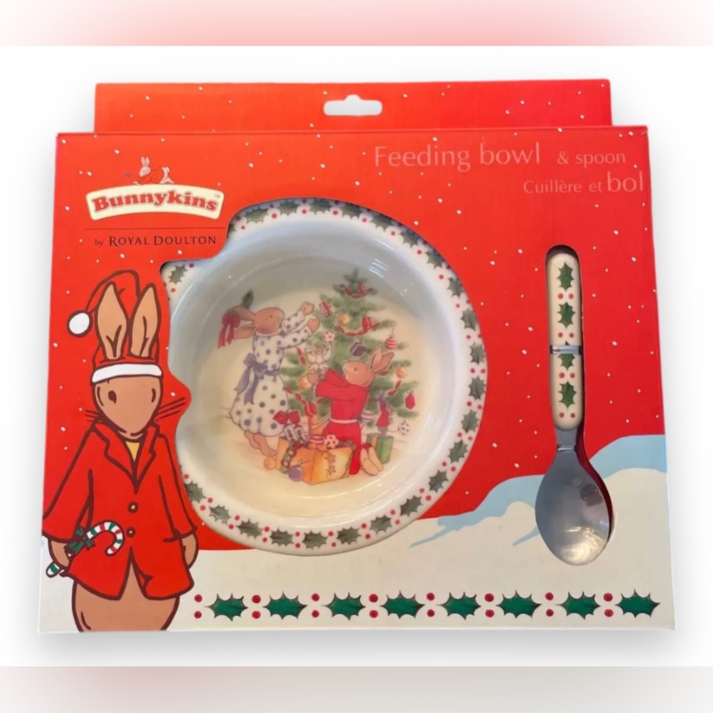 Vintage Bunnykins, Royal Doulton feeding bowl and spoon toddler set. 2004. BNIB